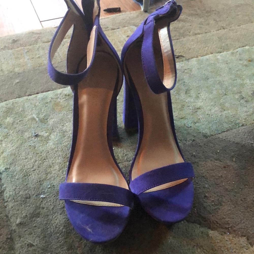 Women’s purple ankle strap heels